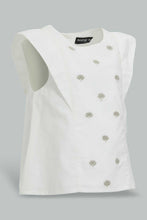 Load image into Gallery viewer, Redtag-White-Cut-And-Sew-Embroidered-Blouse-With-Coral-Short-Sets-Infant-Girls-3 to 24 Months