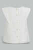 Redtag-White-Cut-And-Sew-Embroidered-Blouse-With-Coral-Short-Sets-Infant-Girls-3 to 24 Months