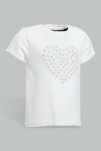 Load image into Gallery viewer, Redtag-Ivory-Heart-Artwork-T-Shirt-Embellished-Infant-Girls-3 to 24 Months