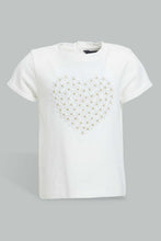Load image into Gallery viewer, Redtag-Ivory-Heart-Artwork-T-Shirt-Embellished-Infant-Girls-3 to 24 Months