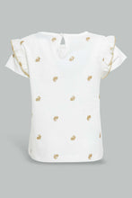 Load image into Gallery viewer, Redtag-Ivory-Bunny-Printed-T-Shirt-All-Over-Prints-Infant-Girls-3 to 24 Months