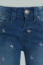 Load image into Gallery viewer, Redtag-Blue-Butterfly-Glitter-Printed-Jean-Jeans-Slim-Fit-Infant-Girls-3 to 24 Months