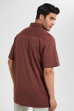 تنزيل الصورة على معرض الصور، Redtag-Brown-S/S-Jersey-Shirt-Casual-Shirts-Men's-