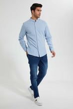 Load image into Gallery viewer, Redtag-Blue-Mandrain-Collar-Linen-Shirt-Casual-Shirts-Men's-