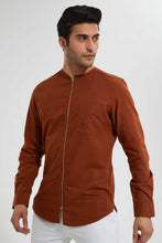 Load image into Gallery viewer, Redtag-Rust-Zipper-Shirt-Casual-Shirts-Men's-