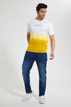 تنزيل الصورة على معرض الصور، Redtag-White-Dip-Dye-Crew-Neck-T-Shirt-Embellished-Men's-
