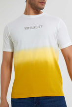 تنزيل الصورة على معرض الصور، Redtag-White-Dip-Dye-Crew-Neck-T-Shirt-Embellished-Men's-