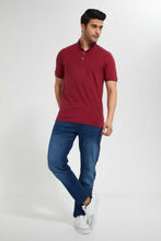 Load image into Gallery viewer, Redtag-Burgandy-Printed-Standup-Collar-Polo-Shirt-Polo-Shirts-Men's-
