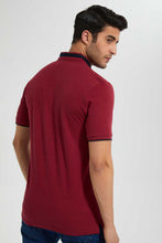 Load image into Gallery viewer, Redtag-Burgandy-Printed-Standup-Collar-Polo-Shirt-Polo-Shirts-Men's-