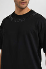 Load image into Gallery viewer, Redtag-Black-Embossed-Printed-Loungewear-T-Shirt-Loungewear-Men's-