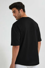 Load image into Gallery viewer, Redtag-Black-Embossed-Printed-Loungewear-T-Shirt-Loungewear-Men's-