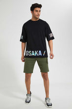 تنزيل الصورة على معرض الصور، Redtag-Black-Crew-Neck-T-Shirt-Embellished-Men's-