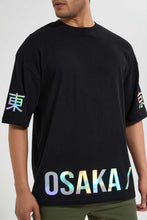 تنزيل الصورة على معرض الصور، Redtag-Black-Crew-Neck-T-Shirt-Embellished-Men's-