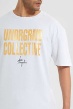Load image into Gallery viewer, Redtag-White-Gold-Foil-Printed-Loungewear-T-Shirt-Loungewear-Men's-