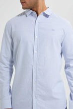 تنزيل الصورة على معرض الصور، Redtag-Blue-Stripes-Oxford-Shirt-Casual-Shirts-Men's-