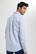 تنزيل الصورة على معرض الصور، Redtag-Blue-Stripes-Oxford-Shirt-Casual-Shirts-Men's-