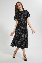 Load image into Gallery viewer, Redtag-Black-Polka-Dot-Dress-Dresses-Women's-