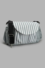 Load image into Gallery viewer, Redtag-Diaper-Bag-Grey-Stripe-Baby-Diaper-Bags-New-Born-Baby-