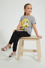 تنزيل الصورة على معرض الصور، Redtag-Black-And-White-Stripe-T-Shirt-With-Tweety-Placement-Print-Character,-Colour:Assorted,-Filter:Girls-(2-to-8-Yrs),-Girls-T-Shirts,-New-In,-New-In-GIR,-Non-Sale,-S22B,-Section:Kidswear,-TBL-Girls-2 to 8 Years