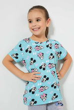 تنزيل الصورة على معرض الصور، Redtag-Mint-Printed-Micky-And-Minnie-Short-Sleeve--Casual-T-Shirts-Character,-Colour:Mint,-Filter:Girls-(2-to-8-Yrs),-Girls-T-Shirts,-New-In,-New-In-GIR,-Non-Sale,-S22B,-Section:Kidswear,-TBL-Girls-2 to 8 Years