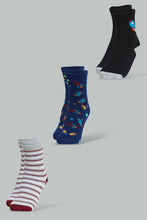تنزيل الصورة على معرض الصور، Redtag-Assorted-3-Pk-Rocket-Long-Socks-Full-Length-Socks-Boys-2 to 8 Years