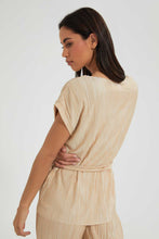 تنزيل الصورة على معرض الصور، Redtag-Cream-Plisse-Belted-Top-Blouses-Women's-