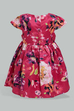 تنزيل الصورة على معرض الصور، Redtag-Fuschia-Floral-Printed-Dress-Dresses-Infant-Girls-3 to 24 Months