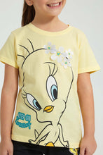 تنزيل الصورة على معرض الصور، Redtag-Yellow---Short-Sleevelv-Casual-T-Shirts-With-Tweety-Placement-Print-Character,-Colour:Yellow,-Filter:Girls-(2-to-8-Yrs),-Girls-T-Shirts,-New-In,-New-In-GIR,-Non-Sale,-S22B,-Section:Kidswear,-TBL-Girls-2 to 8 Years