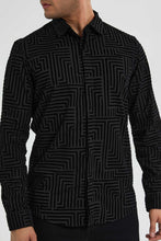 تنزيل الصورة على معرض الصور، Redtag-Black-Printed-Flock-PrinT-Shirt-Casual-Shirts-Men's-