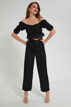 Load image into Gallery viewer, Redtag-Black-Crop-V-Neck-Top-Tops-Women's-