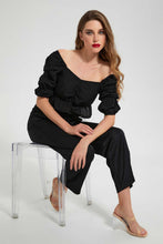Load image into Gallery viewer, Redtag-Black-Crop-V-Neck-Top-Tops-Women's-