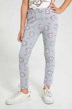 Load image into Gallery viewer, Redtag-Grey-Melange-Aop-Marie-Legging-Leggings-Girls-2 to 8 Years
