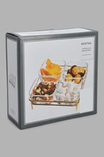 تنزيل الصورة على معرض الصور، Redtag-Gold-Glass-Snack-Set-With-Stand-(5-Piece)-Serving-Bowls-Home-Dining-