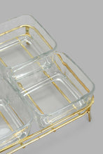 تنزيل الصورة على معرض الصور، Redtag-Gold-Glass-Snack-Set-With-Stand-(5-Piece)-Serving-Bowls-Home-Dining-