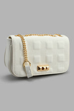 Load image into Gallery viewer, Redtag-White-Stitch-Quiling-Cross-Body-Bag-With-Gold-Chain-Cross-Body-Bags-Women-