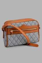 Load image into Gallery viewer, Redtag-Black-And-White-Nautical-Stripe-Cross-Body-Bag-Cross-Body-Bags-Women-