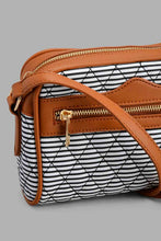 Load image into Gallery viewer, Redtag-Black-And-White-Nautical-Stripe-Cross-Body-Bag-Cross-Body-Bags-Women-