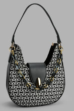 Load image into Gallery viewer, Redtag-Black-Chain-Embellished-Slouch-Bag-Slouch-Bags-Women-
