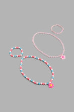 Load image into Gallery viewer, Pink Floral Necklace And Bracelet (Set of 2)