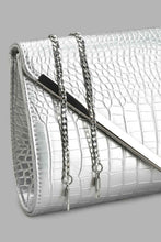 تنزيل الصورة على معرض الصور، Redtag-Silver-Croc-Textured-Clutch-Bag-Clutches-Women-