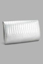 تنزيل الصورة على معرض الصور، Redtag-Silver-Croc-Textured-Clutch-Bag-Clutches-Women-
