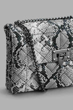 Load image into Gallery viewer, Redtag-Black-Snake-Textured-Cross-Body-Bag-With-Pom-Pom-Cross-Body-Bags-Women-