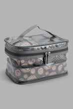 Load image into Gallery viewer, Redtag-Grey-And-Pink-Floral-Printed-Cosmetic-Pouches-Cosmetic-Pouches-Women-
