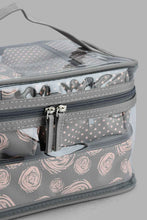 Load image into Gallery viewer, Redtag-Grey-And-Pink-Floral-Printed-Cosmetic-Pouches-Cosmetic-Pouches-Women-