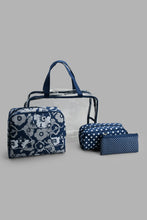 Load image into Gallery viewer, Redtag-Navy-Floral-And-Polka-Printed-Cosmetic-Pouches-Cosmetic-Pouches-Women-