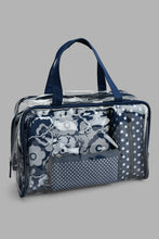 Load image into Gallery viewer, Redtag-Navy-Floral-And-Polka-Printed-Cosmetic-Pouches-Cosmetic-Pouches-Women-