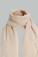 Load image into Gallery viewer, Redtag-Beige-Crinkle-Scarf-Fashion-Scarves-Girls-