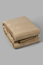 Load image into Gallery viewer, Redtag-Beige-Velvet-3-Piece-Quilt-With-Zig-Zag-Embroidery-
(Double-Size)-Quilts-Home-Bedroom-