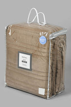 Load image into Gallery viewer, Redtag-Beige-Velvet-3-Piece-Quilt-With-Zig-Zag-Embroidery-
(Double-Size)-Quilts-Home-Bedroom-