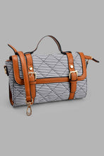 Load image into Gallery viewer, Redtag-Black-And-White-Nautical-Stripe-Cross-Body-Bag-Cross-Body-Bags-Women-